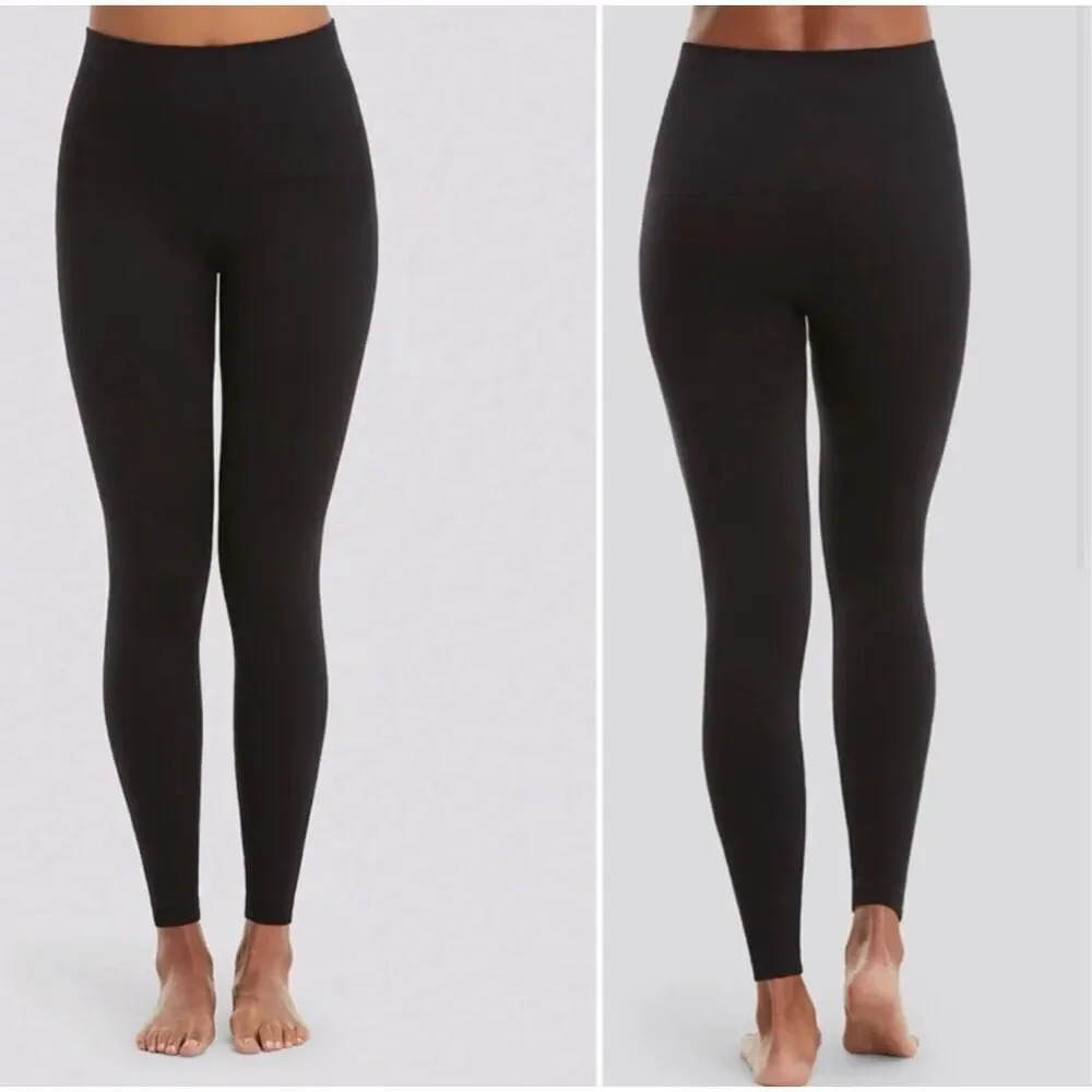 Spanx | Solid Black Thick Shapewear Leggings Tumm… - image 1